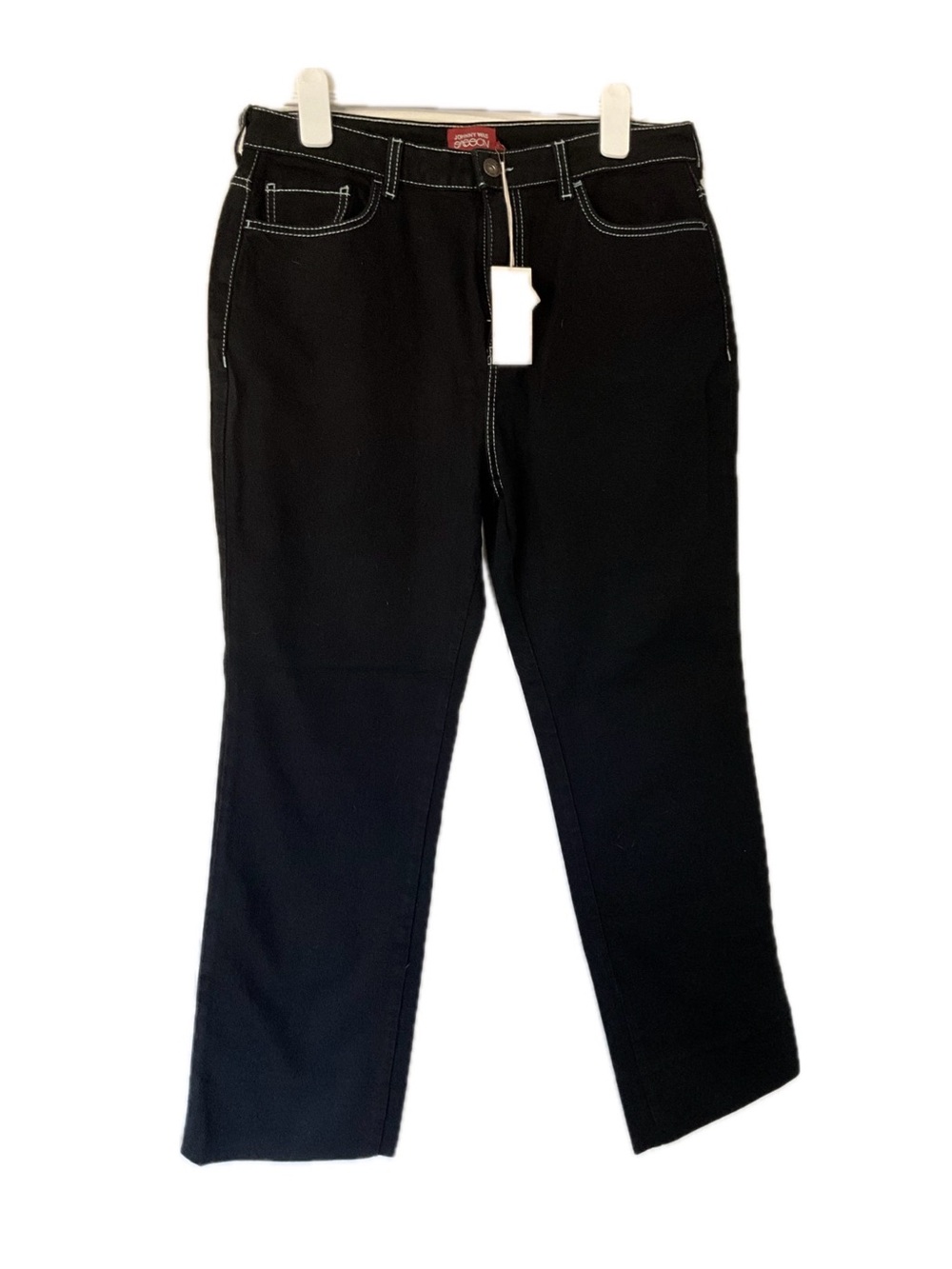 Johnny Was Black Straight-Leg Women’s Jeans with Contrast Stitching